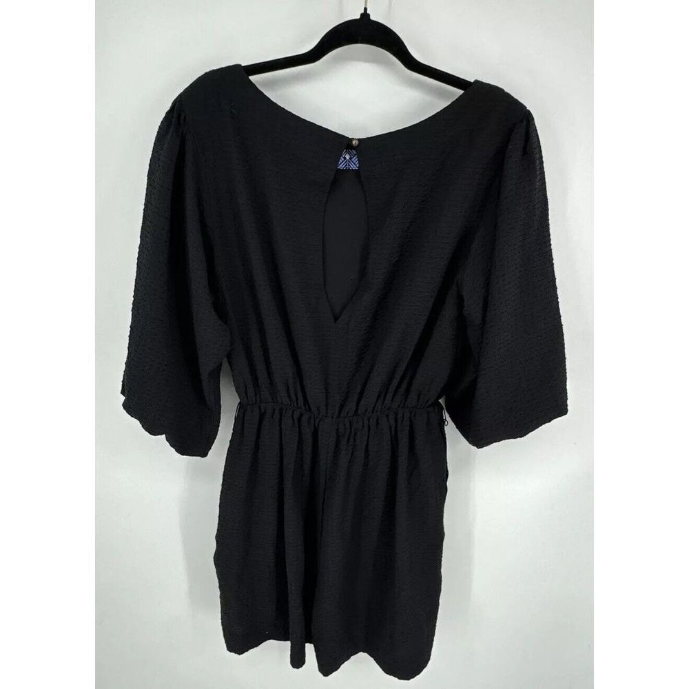 Anthropologie Francesca Balloon-Sleeved Romper BLACK Medium Feminine Chic